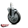 thumbnail image 2 of 5 Inch Thermo Rubber Wheel Swivel 7/16 Inch Grip Ring Stem Caster with Brake, 2 of 2