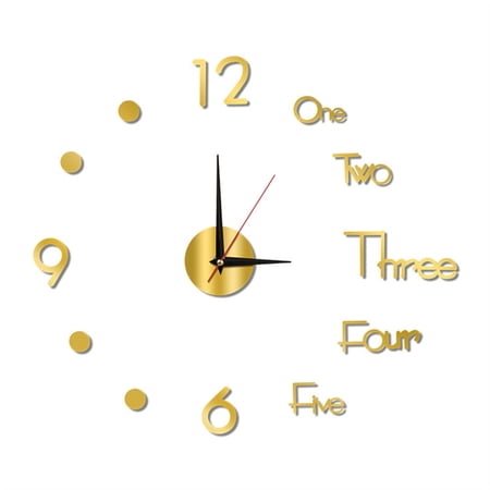 OIUR 3D DIY Wall Clock Simple Installation Battery-Powered Quiet Modern Nordic Wall Clock for Living Room Bedroom