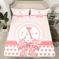 thumbnail image 2 of jejeloiu Letter A Monogrammed Twin Sheet Sets,Cute Dots Bowtie Twin Fitted Sheet,Cartoon Loves Pattern Flat Sheet For Girls,Microfiber Room Decorative,3pcs, 2 of 7