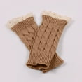 thumbnail image 3 of PMVFHDE Women's Winter Cute Lace Edge Knitted Fingerless Gloves, Fashion Thermal Half Finger Gloves for Cold Coffee，One Size, 3 of 6