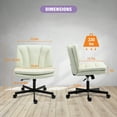 thumbnail image 3 of Criss Cross Legged Chair Ergonomic Home Office Desk Chair with Casters, Armless Wide Comfy Computer Task Seat Swivel Rolling Vanity Chair with Height Adjustable and Rocking Function, Beige, 3 of 9