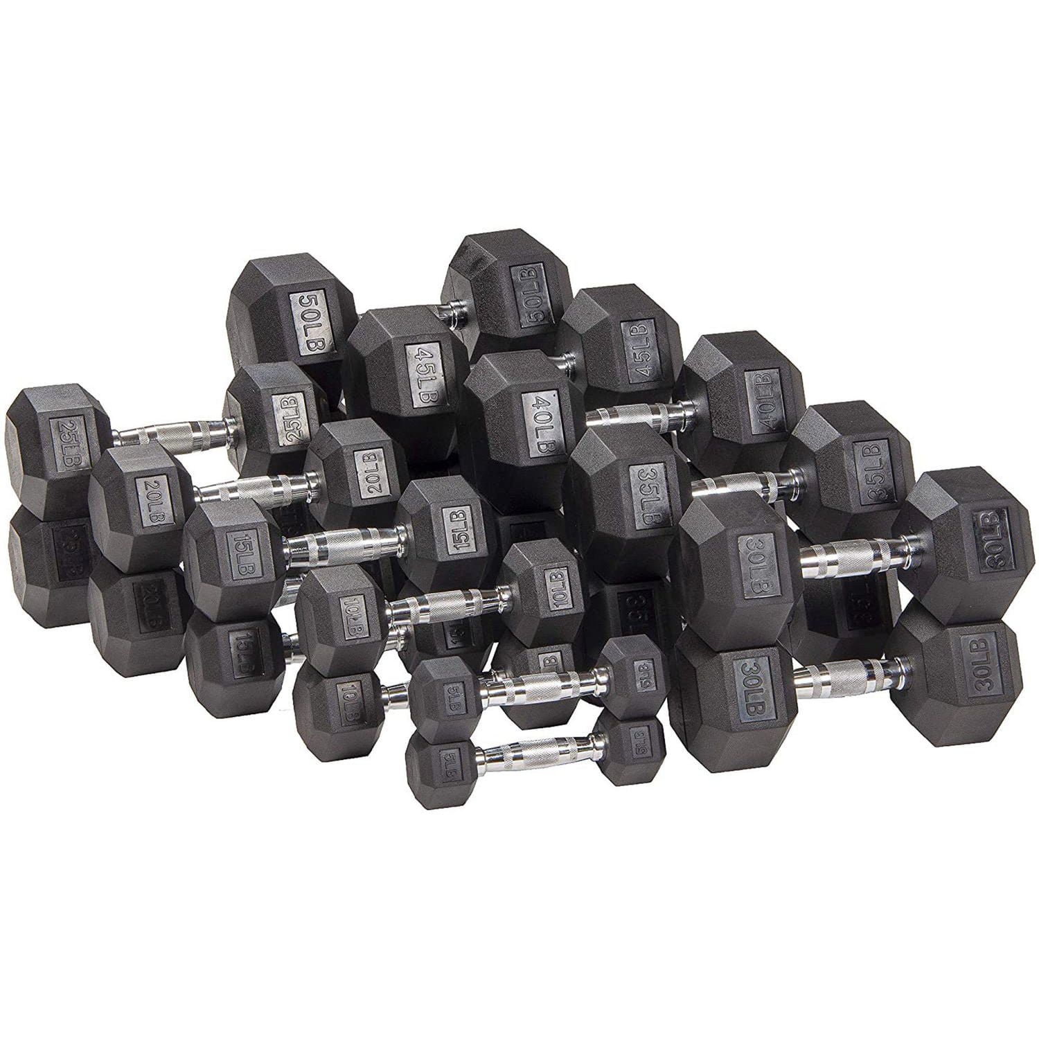 BalanceFrom Haltères hexagonales gainées de caoutchouc, paire de 45 lb, noir