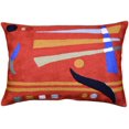 thumbnail image 1 of Kashmir Designs Funda de almohada lumbar Kandinsky naranja abstracta con elementos modernos, funda de almohada para silla, funda de almohada contemporánea, decoración de casa de campo, sofá de lana bo, 1 of 5