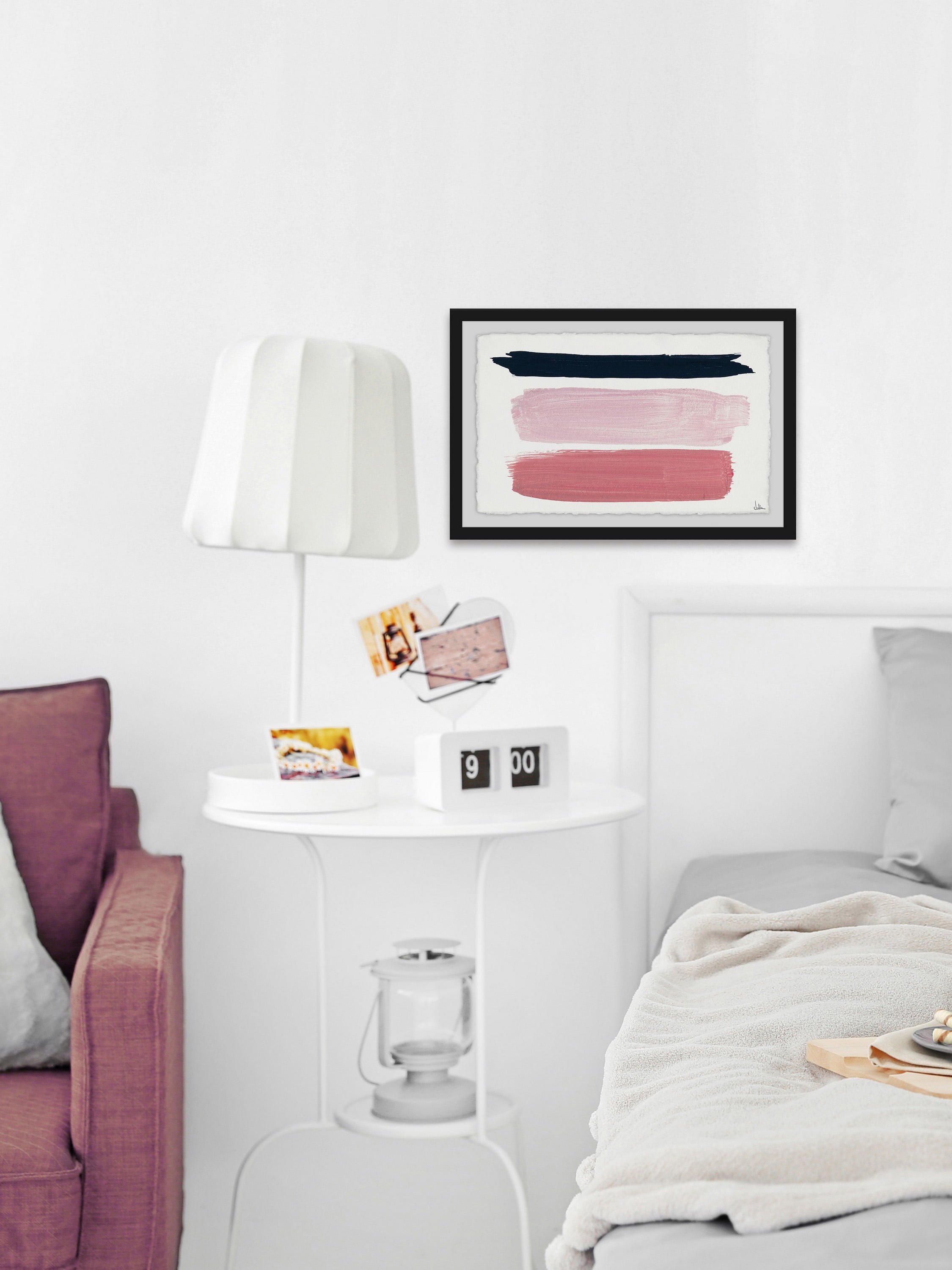 Blush Tones & Black Framed Painting Print