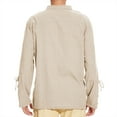 thumbnail image 2 of Mens Laced Shirt Medieval Pirate Top Renaissance Viking Hippie Halloween Cosplay Costume Beige L, 2 of 5