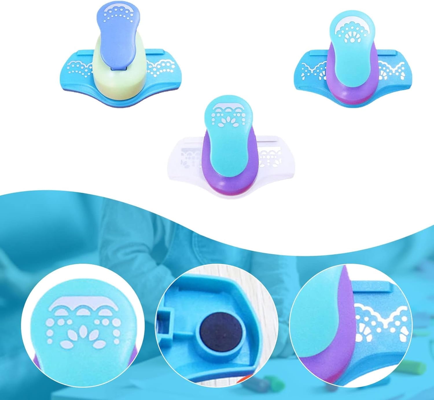 ABPETE corner cutter,3Pcs Paper Crafting Border Punches Hemming Tool, Small Paper Punch Edge Corner Craft Tool,Scrapbooking Gift Cards Corner Punch Fancy