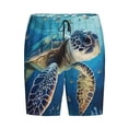 thumbnail image 3 of Picia Watercolor Turtle Pajama Shorts for Men, Men's Pajama Bottoms, Sleepwear,Short Pajama Pants-Medium, 3 of 9
