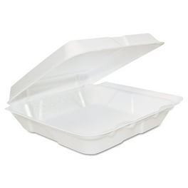Foam Hinged Lid Containers, 7.5 x 8 x 2.2, White, 200/Carton Foam Hinged Lid Containers, 7.5 x 8 x 2.2, White, 200/Carton