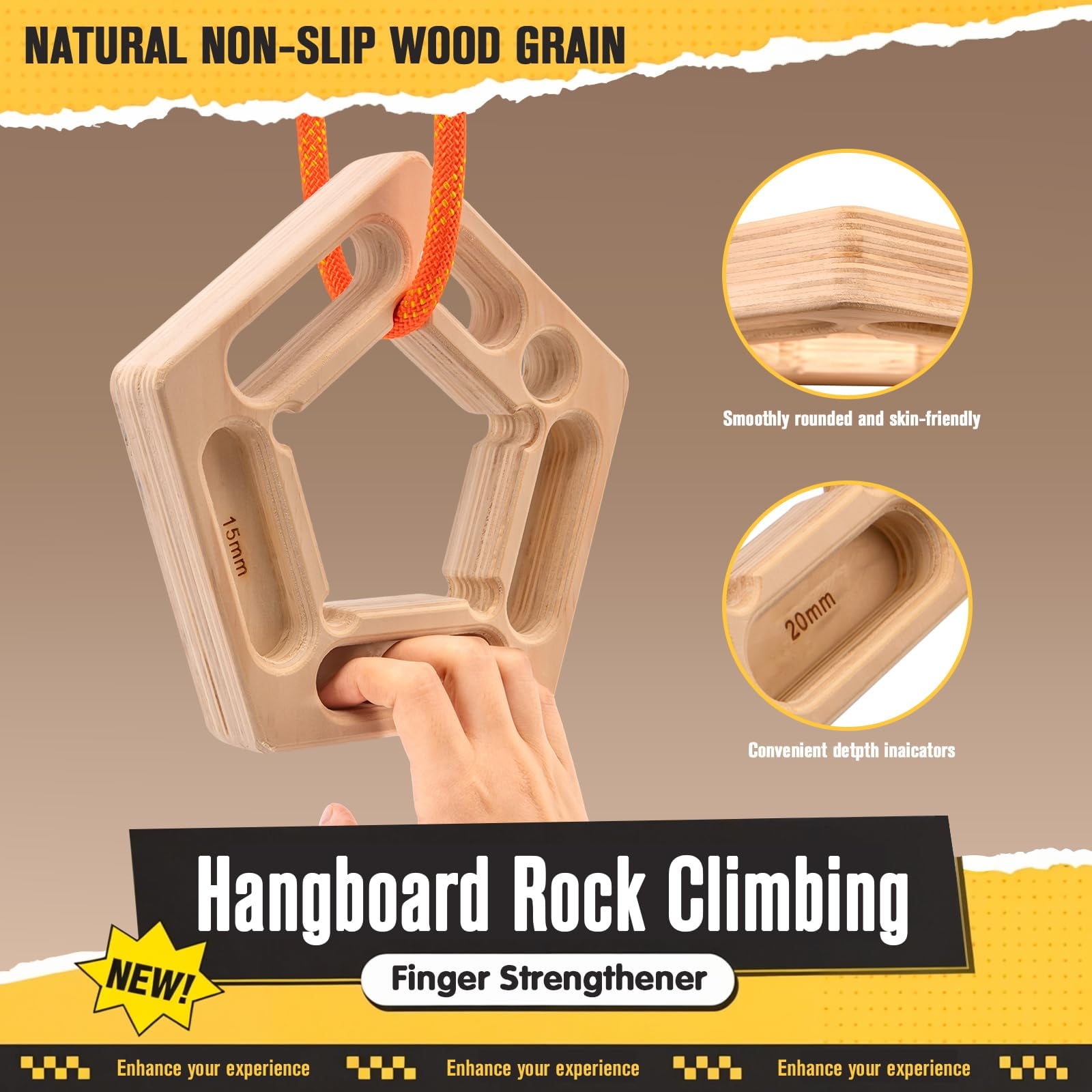 Hangboard Rock Climbing for Climbing, Home Training, Finger Strengthener, Pull-up Grip Arm Training Portable Finger Board Rock Climbing Holds Indoor and Outdoor（14*20cm)