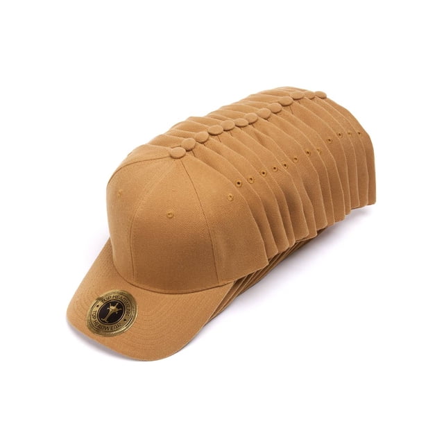 Top Headwear 12-Pack Adjustable Baseball Hat - Beige