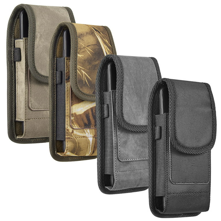 Vertical Nylon Dual Pocket Phone Holster Pouch Belt Clip Case