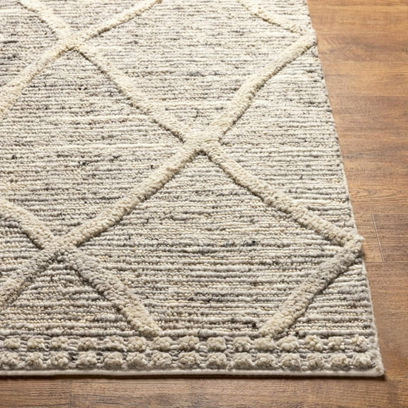 Hauteloom Donsol Wool Living Room, Bedroom Area Rug - Bohemian, Transitional - Charcoal, Gray, Dark Red - 10' x 14'