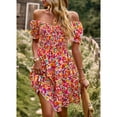 thumbnail image 4 of SYKT Women's Dresses Casual Summer Print Ruffle A Line Short Sleeve Mini Floral Dress for Women, 4 of 9