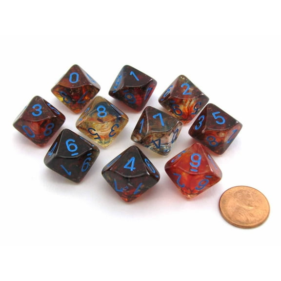 Chessex d10 Dice Set: Nebula Luminary - Primary w/Blue (10)