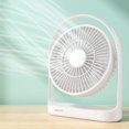 thumbnail image 1 of JISULIFE Desk Fan, Small Portable Battery Operated Desktop Fan with 4 Speeds, Max 15 Hrs, Strong Airflow, Ultra Quiet, 4000mAh USB Rechargeable Electric Table Fan for Office/Room/Travel-White, 1 of 7