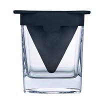 Tunhigl Whiskey Wedge & Glass Ice Film Set - Premium Double Old-Fashioned Whisky Glass with Custom Ice Mold for Perfectly Chilled Drinks - Ideal Gift for Whiskey Lovers Black