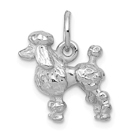 Real 14kt White Gold Solid 3-D Poodle Charm Pendant; for Adults and Teens; for Women and Men