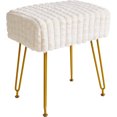 thumbnail image 1 of Taburete rectangular para reposapiés, otomano, mesa auxiliar de maquillaje, asiento de cambiador de terciopelo, taburete de sofá puf, patas de acero dorado, patrón de rejilla cuadrada, color, 1 of 4