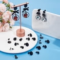 thumbnail image 4 of 1 Box 36Pcs 3 Size Black Earring Posts Stainless Steel Stud Earring Findings Hypoallergenic Blank Earring Stud with Butterfly Ear Back and Loop Round Earring Posts for Jewelry Making Supplies, 4 of 6