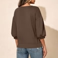 thumbnail image 4 of Ahdbta Womens Crewneck Sweatshirts Dressy Casual Puff 3/4 Length Sleeve Loose Fit Shirts Lightweight Fall Pullover Tops, 4 of 8