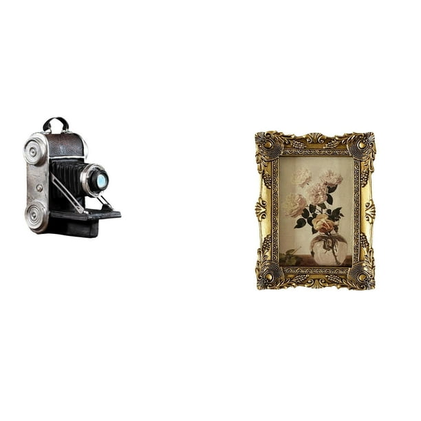 Estatua de cámara,Figura coleccionable de modelo de estatua de cámara,Marco de fotos,Marco de fotos ornamentado Marco barroco antiguo,Marco de fotos de pared para decoración del hogar