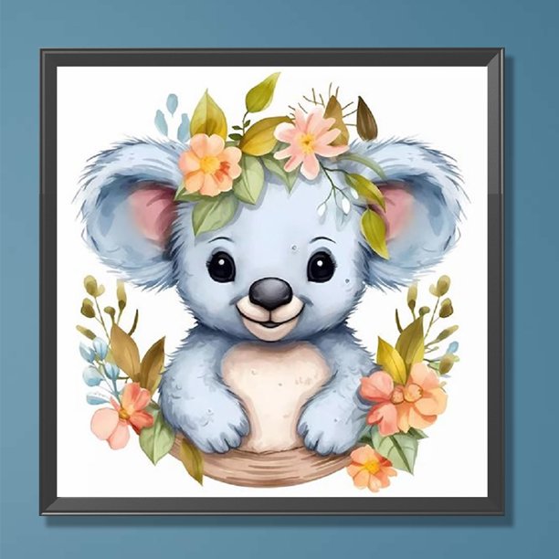5D DIY taladro redondo completo pintura de diamante dibujos animados Koala Kit decoración del hogar 30x30cm