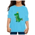 thumbnail image 4 of Ulitacool Tops For Girls Christmas Long Sleeve Dinosaur Pattern O Neck Xmas Tee 10-11 Years Blue, 4 of 4