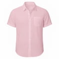 thumbnail image 4 of Mens Short Sleeve Button Down Shirts 100% Cotton Men's Casual Dress Shirts with Pocket Pink, 4 of 9