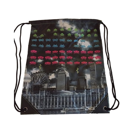 Classic Video Game Space Invaders Cinch Bag Drawstring Closure Backpack