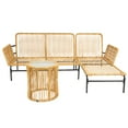 thumbnail image 6 of 4 Piece L-Shaped Patio Wicker Outdoor 5-Seater Sectional Sofa Seating Group Conversation Sets, Beige, 6 of 6