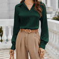 thumbnail image 3 of SOMER Womens Tops Long Sleeve Shirts Lapel V Neck Blouses for Women Dressy Casual Work Going Out,2025 Fall, 3 of 7