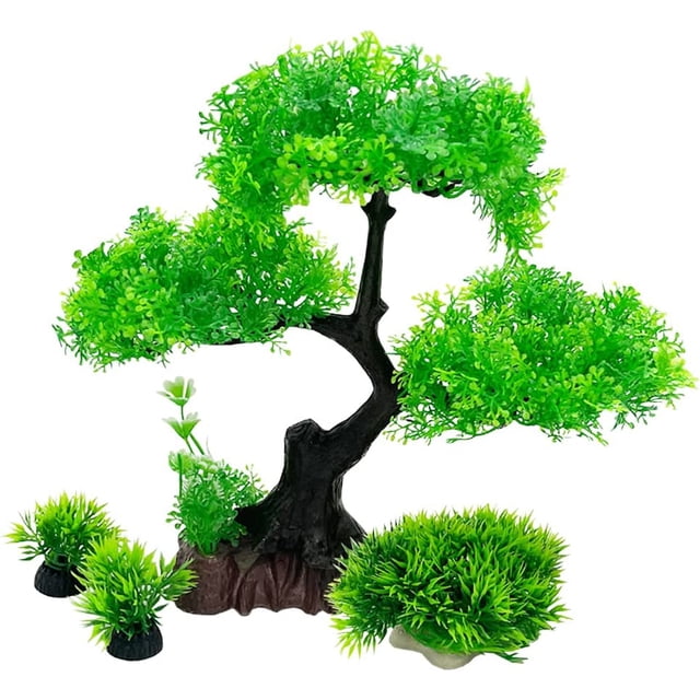 Juego de plantas artificiales de plástico para acuario mediano/9,4" (verde) Rojo Verde MX-0128833FYD