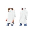 thumbnail image 3 of Women'S Turtle-Neck Oversized Sweaters Long Batwing Sleeve Spilt Hem Tunic Pullover Knit Tops White XXL, 3 of 7