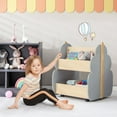 thumbnail image 5 of INFANS Kids Bookshelf with Wheels, Wooden Bookcase Toy Storage Cabinet Organizer Holder, Toddler Display Stand Book Rack for Bedroom Playroom Nursery Kindergarten, 5 of 9