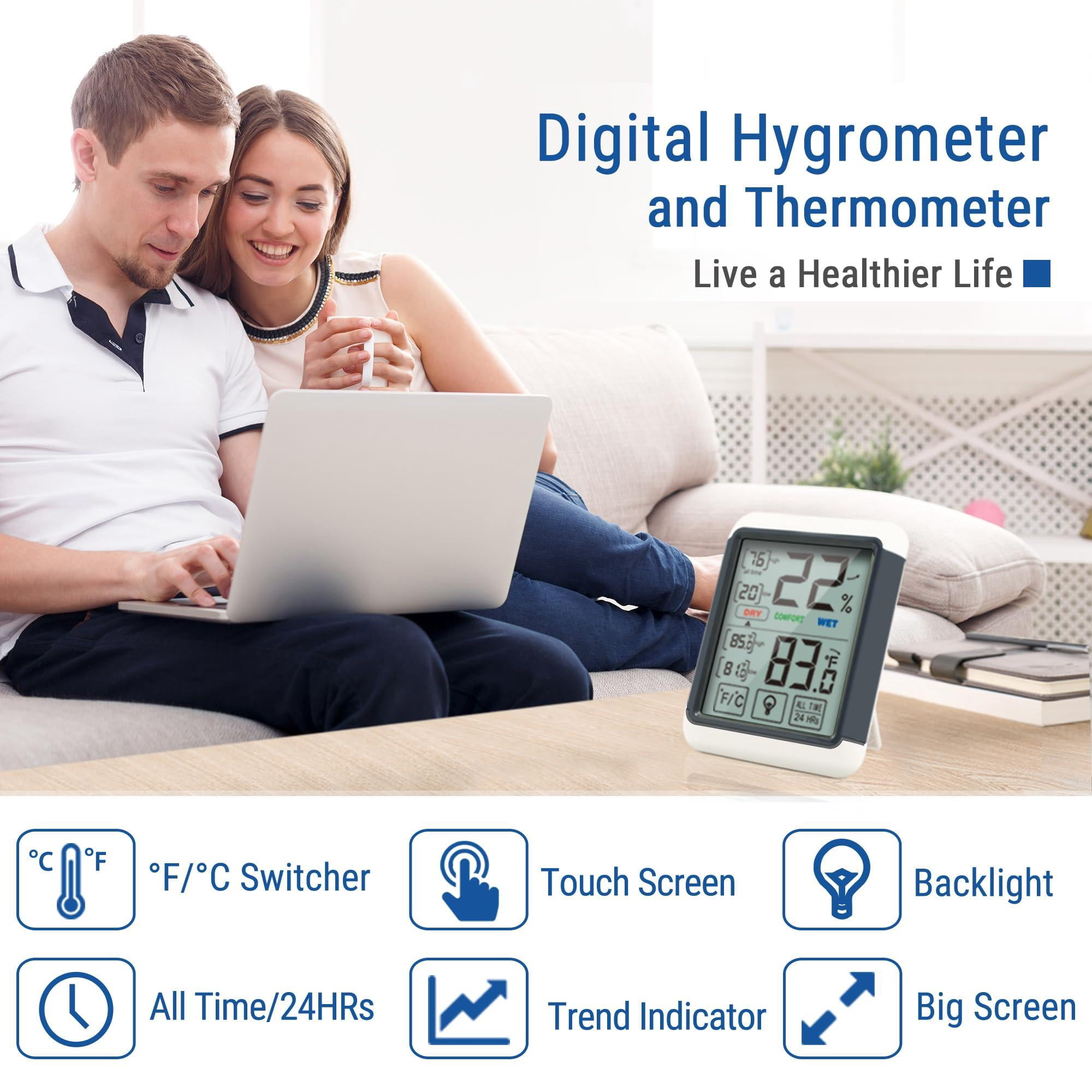 Tp55 Digital Indoor Hygrometer Thermometer  4-inch Temperature/humidity Monitor With Touchscreen And Backlit Room Thermometer/humidity Meter For House Home Greenhouse (previously Thermopro)