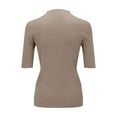 thumbnail image 6 of Women's Short Sleeve Mock Neck Sweater Top Turtleneck Dressy Pullover Knit Shirt Camel L, 6 of 9