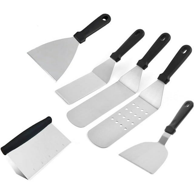 Set de Espátulas de Metal, Juego de 6 Piezas de Accesorios para Parrilla