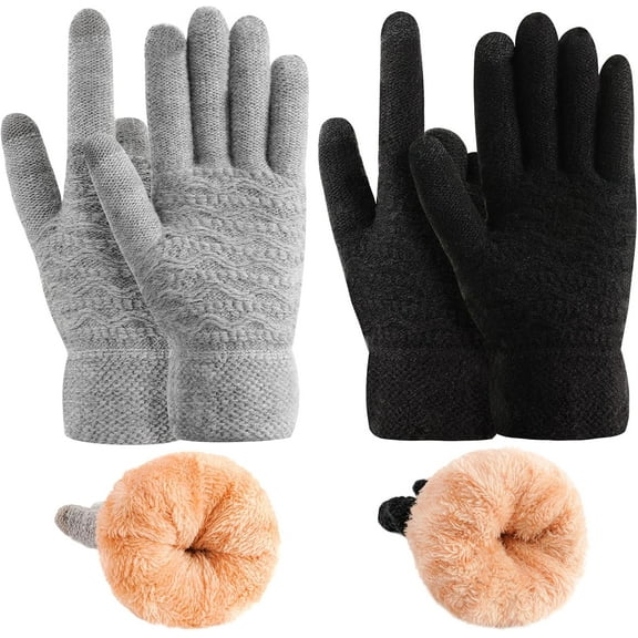 Women's Winter Warm Touch Screen Gloves Womens Thermal Cable Knit Wool Fleece Lined Glove for Cold Weather