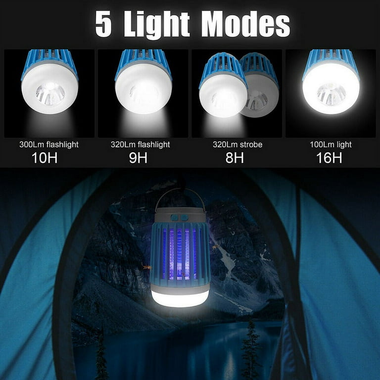 Tomfoto Outdoor Camping Light Multifunctional LED Tent Lamp Campsite  Lantern Electric Mosquito Zapper Killer for Camping Hiking Fishing Backyard  