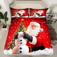 thumbnail image 2 of jejeloiu Santa Claus Queen Sheet Sets,Christmas Snowmen Flat Sheet,Xmas Tree Queen Fitted Sheet For Girls Boys,Super Cozy Room Decor,4pcs, 2 of 7