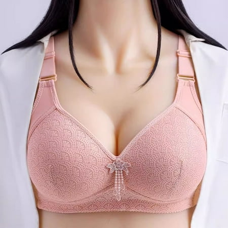 Summer Savings  Women s Full Cup Bra  Large Size  No Wire  Side Support  Sagging Prevention  Daily Wear  Comfortable Seamless  Non-Padded  Underwire-Free  Women s Clothing Plus | Pink L  Sopatenor