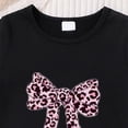 thumbnail image 4 of TOWED22 Girls' 2 Piece Summer Outfit Toddler Short Sleeve Bow Print Tshirt Tee + Denim Skirt Set Casual Clothes(Black,2-3 Y), 4 of 7