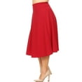 thumbnail image 3 of Women's Plus Size A-Line Flared Midi Skirt - Casual Solid with Elastic Band, 3 of 4