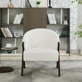 thumbnail image 4 of QinaQin Sillón accent mid century de tela lino con estructura de madera, asiento cómodo tapizado para sala, recámara o rincón de lectura, fácil armado, 4 of 8