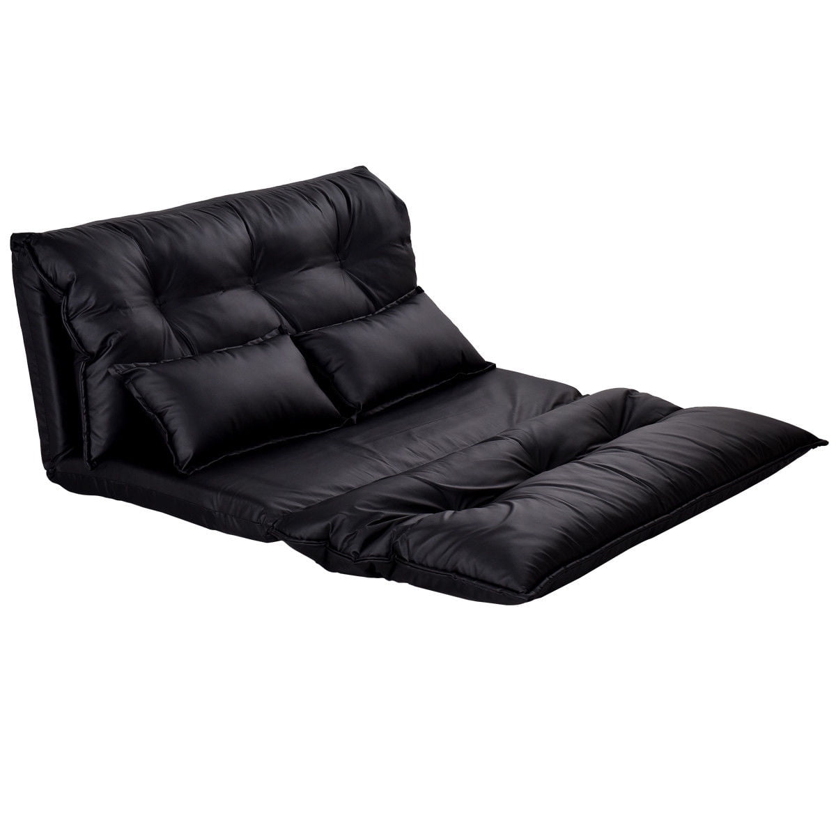 Ghp Black Durable Sy Frame Pu Leather Stylish Folding Sofa Bed Ghp Black Durable Sy Frame Pu Leather Stylish Folding Sofa Bed W 2 Pillows Com