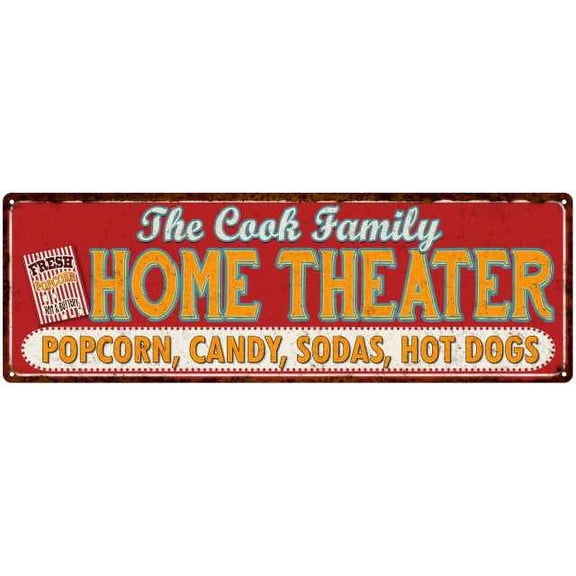 The COOK Family Home Theater Sign Gift 6x18 Metal Movies Decor 106180100060