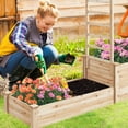thumbnail image 2 of Gymax Raised Garden Bed w/ 2 Planter Boxes & Trellis Outdoor Wooden Planter Box Kit for Sapling, 2 of 10