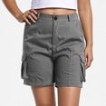 thumbnail image 2 of Horkkom Hiking Shorts Women Button Zipper Elastic Waist Cargo Shorts Running Athletic Travel Golf Shorts with Pockets S, 2 of 8