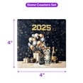 thumbnail image 5 of Happy New Year American Shorthair Welcome 2025 Balloon Firework Party Set of 4 Stone Coasters Cat Lover Kitten Owner Gifts 4x4in Absorbent Soapstone Coaster - 01014, 5 of 5