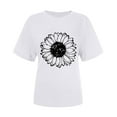 thumbnail image 5 of Sakmal Womens Plus Size Tops Short Sleeve White Crew Neck Floral T-Shirts Womens Shirts, 5 of 6